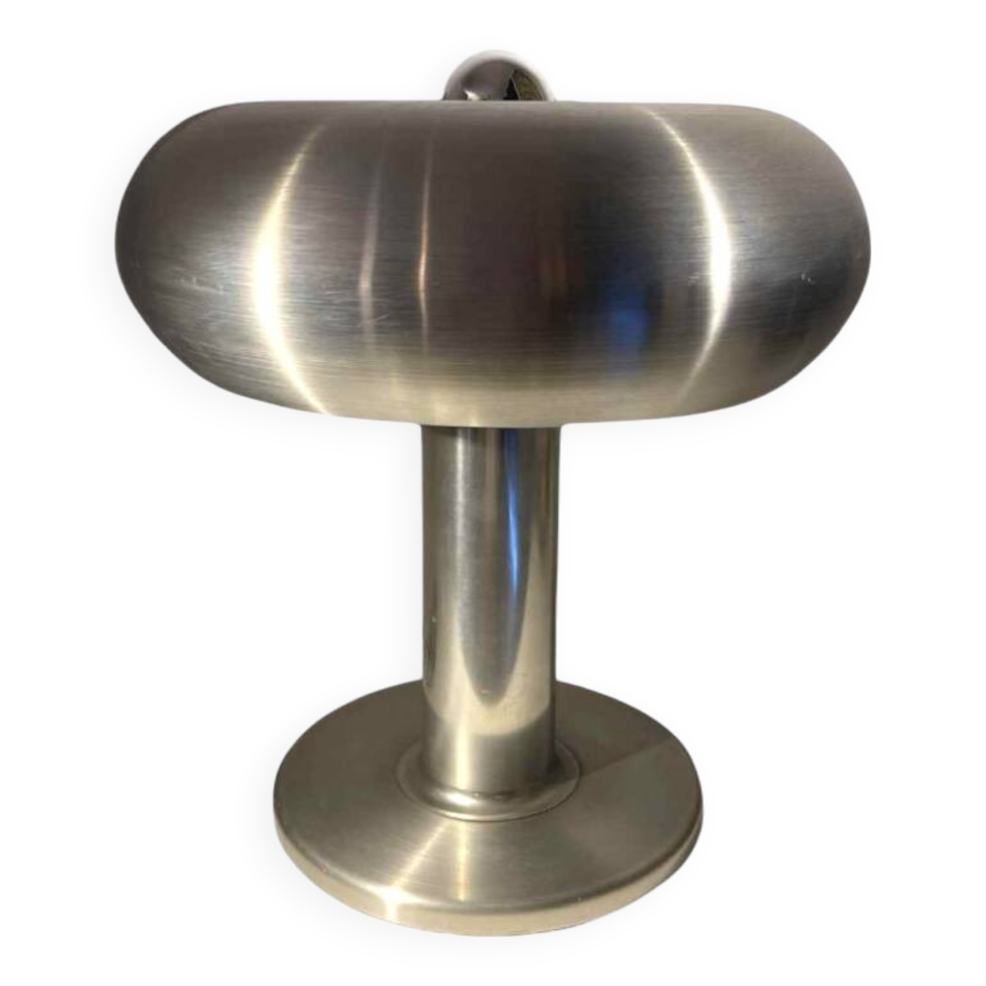 Lampe 'Donut' aluminium brossé, Design Space Age, ca 1960