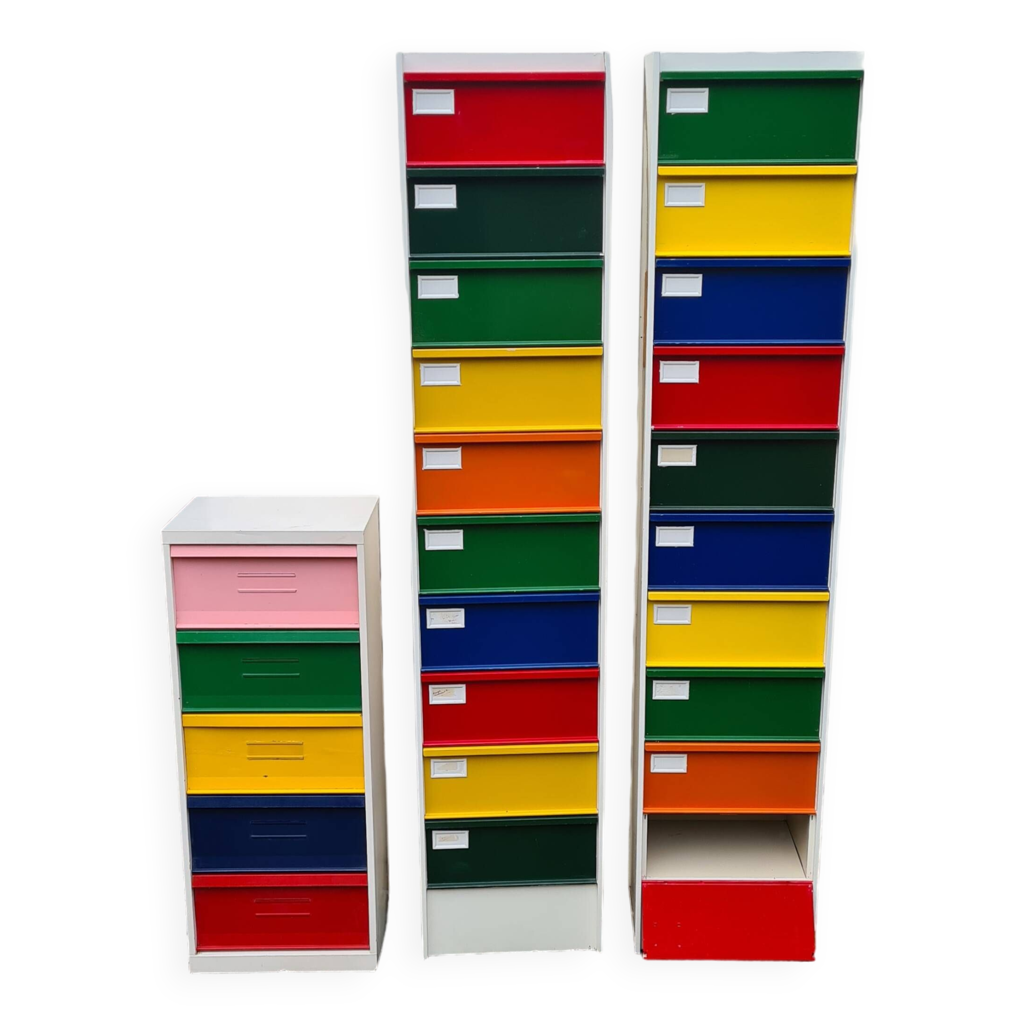 3 80s metal furniture / filing cabinets / flaps
