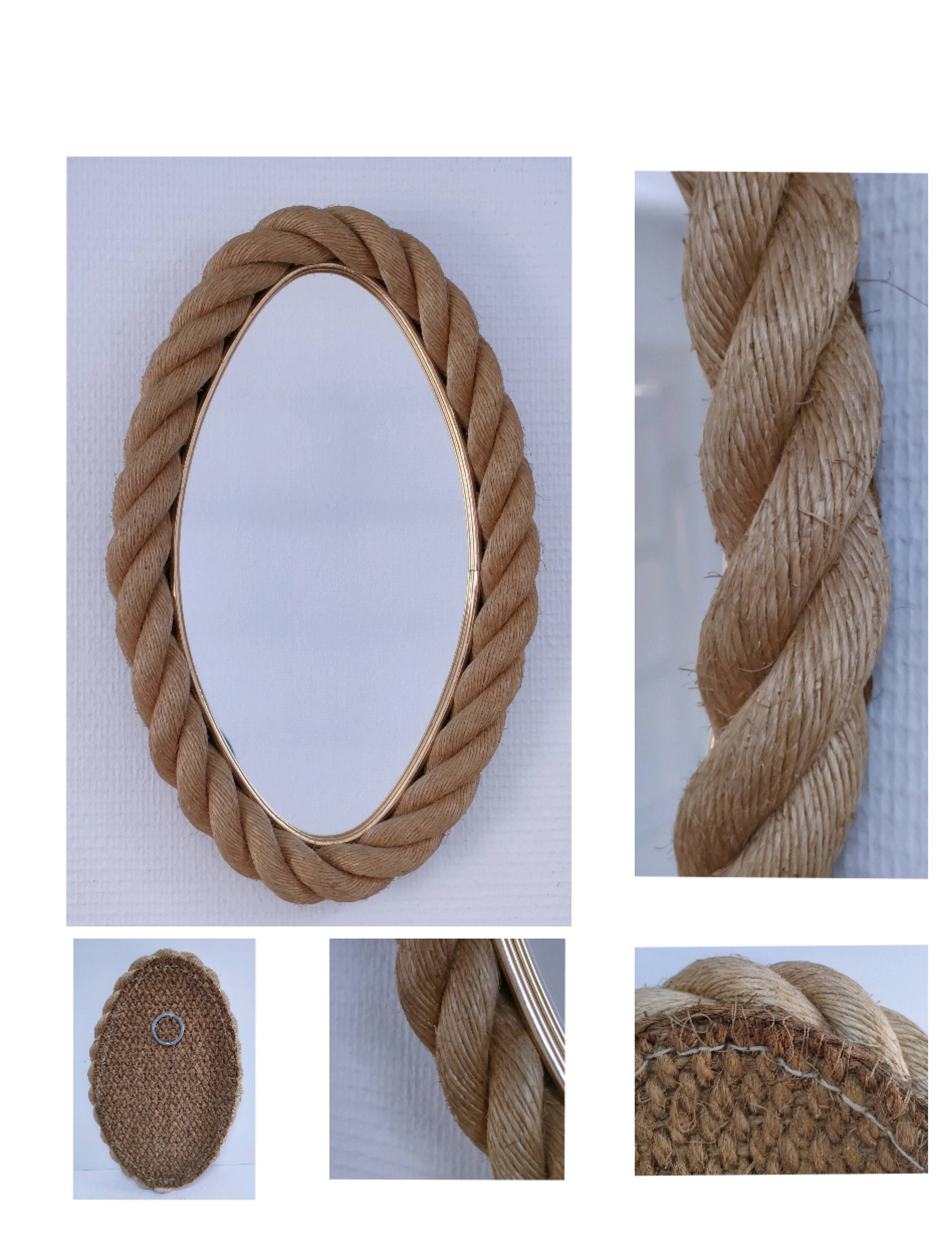 oval mirror braided cord dlg audoux minet 1960s