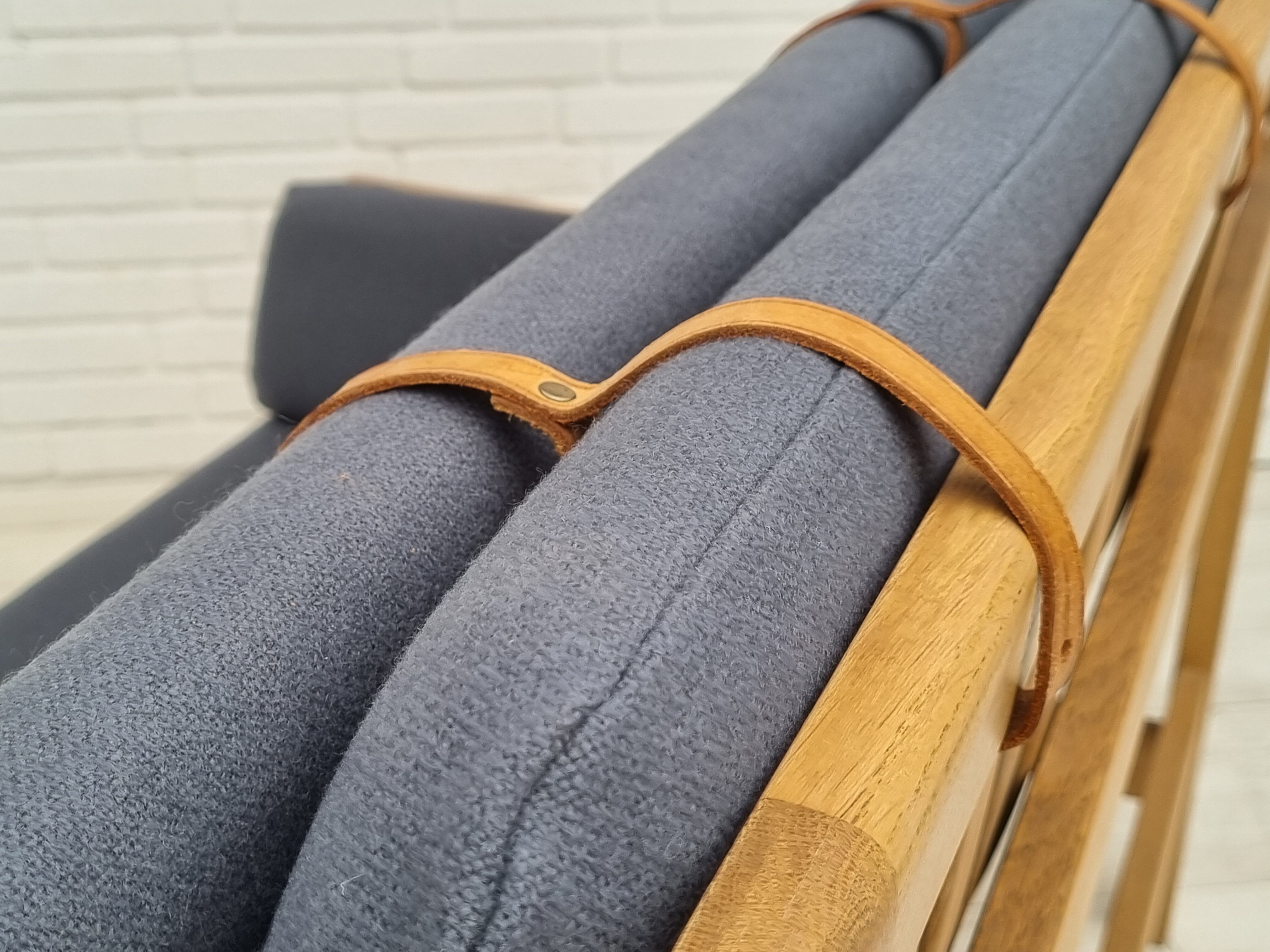 1970s, Danish design by Børge Mogensen, sofa model 2252, oak, furniture wool