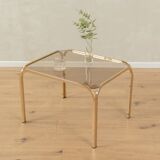 70s Side Table, gold metal frame with glass top
