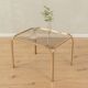 70s Side Table, gold metal frame with glass top