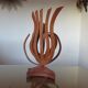 Large Scandinavian arched wooden lamp 60s 70s