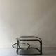 rotating coffee table drop in tubular chrome metal, glass and mirror, design 1970