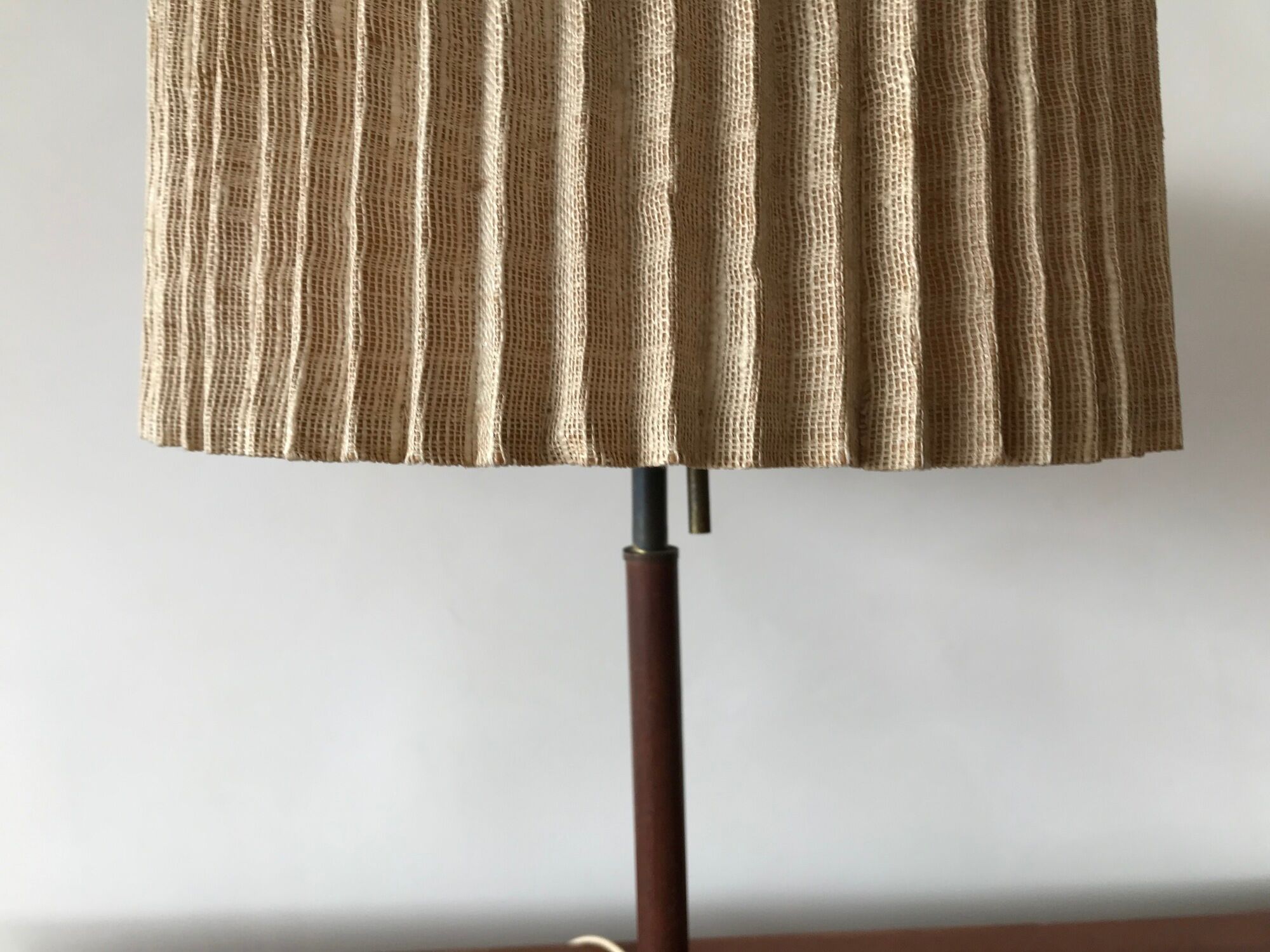 Brass and rosewood lamp by J.T Kalmar, Austria, circa 1950.