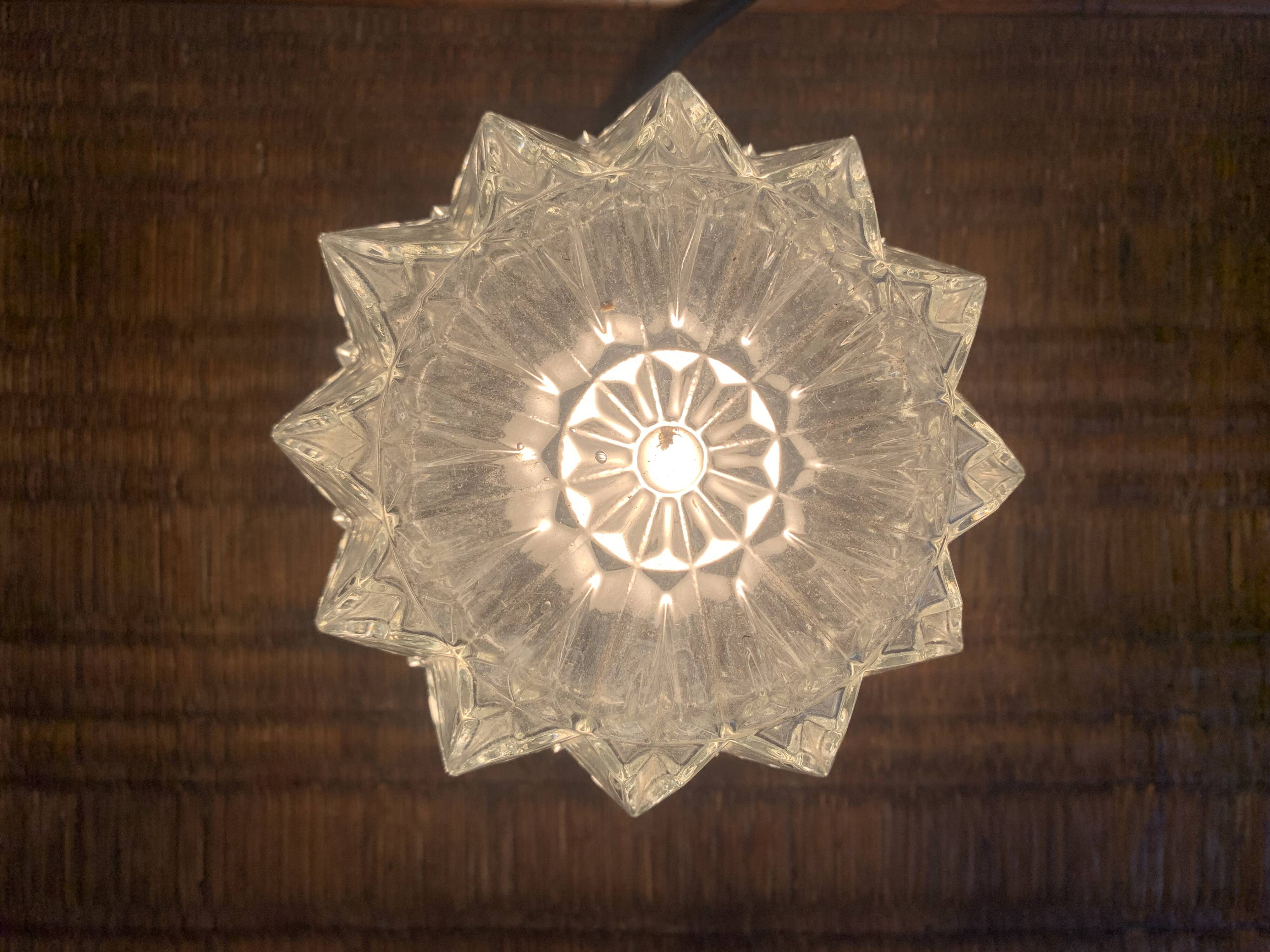 Diamond-point molded glass ceiling light, 1960
