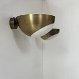 Paire d'appliques vintage laiton et verre, Italie 1960