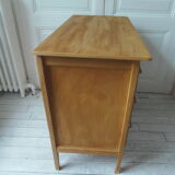 Commode vintage des années 60 à 3 tiroirs avec pieds compas.