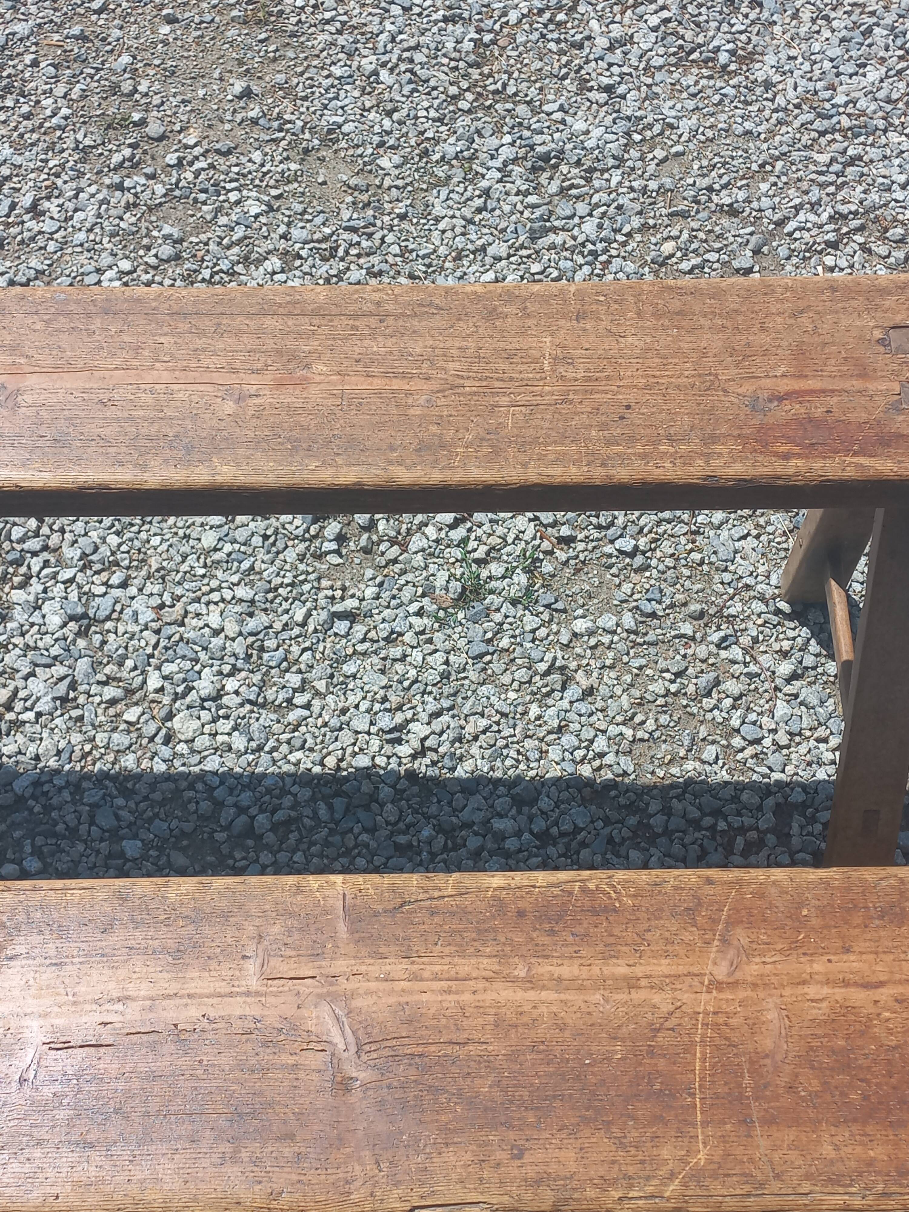 Pair of nineteenth century farmhouse table benches 251cm