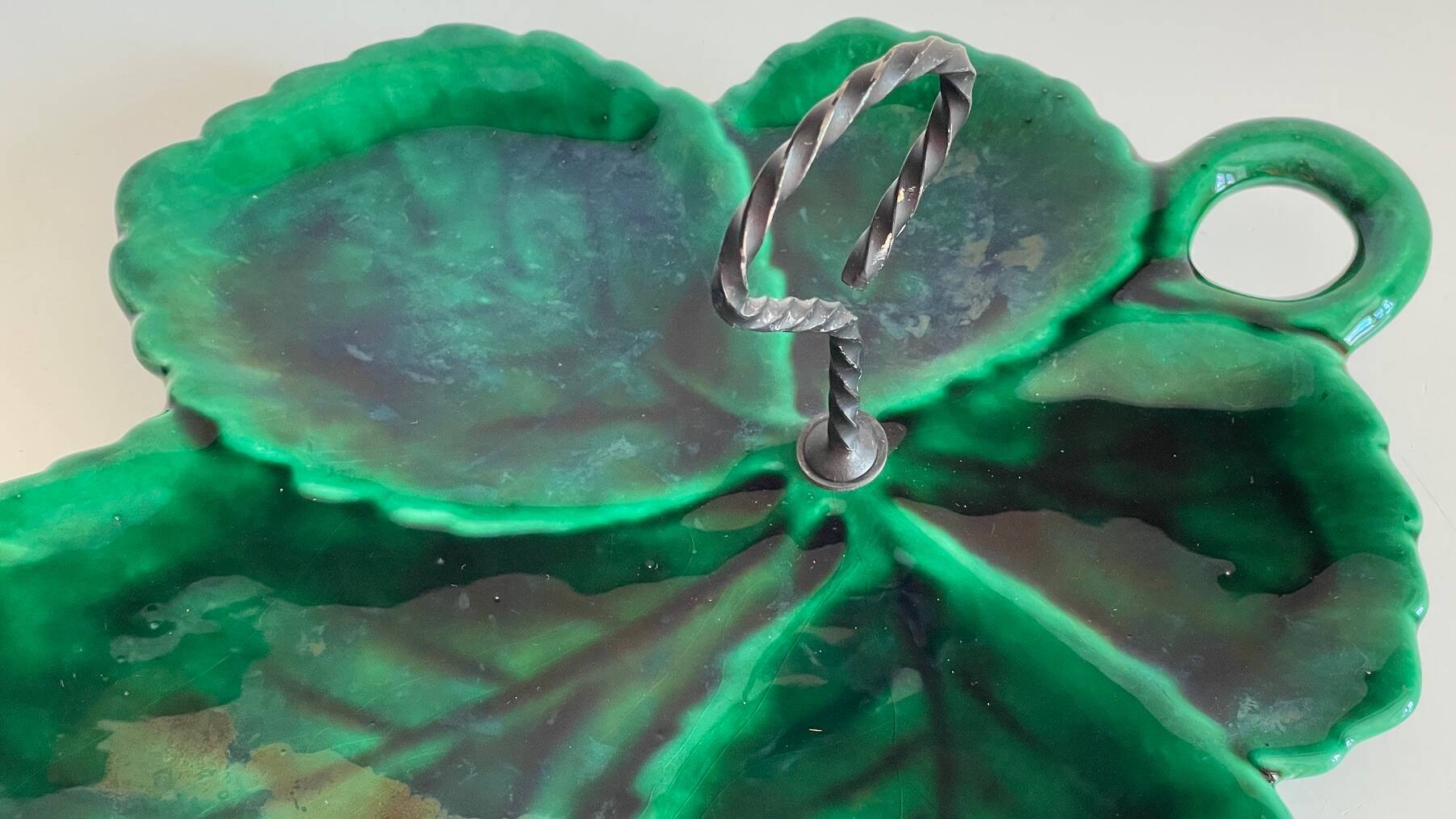 Vintage glazed ceramic slip dish