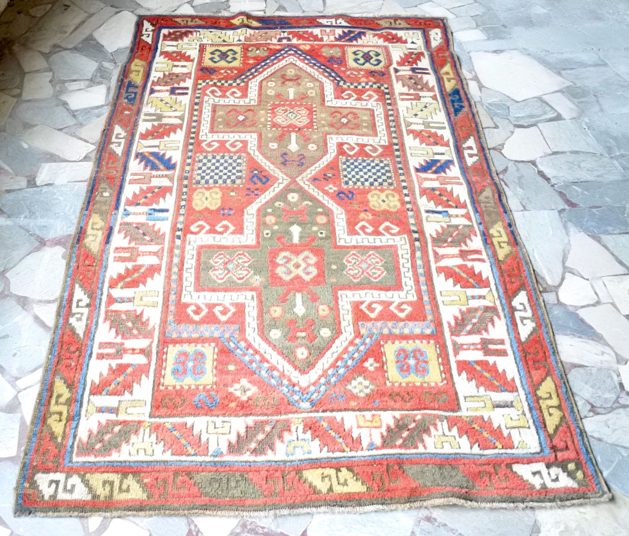 Vintage Kazakh wool rug 198x118