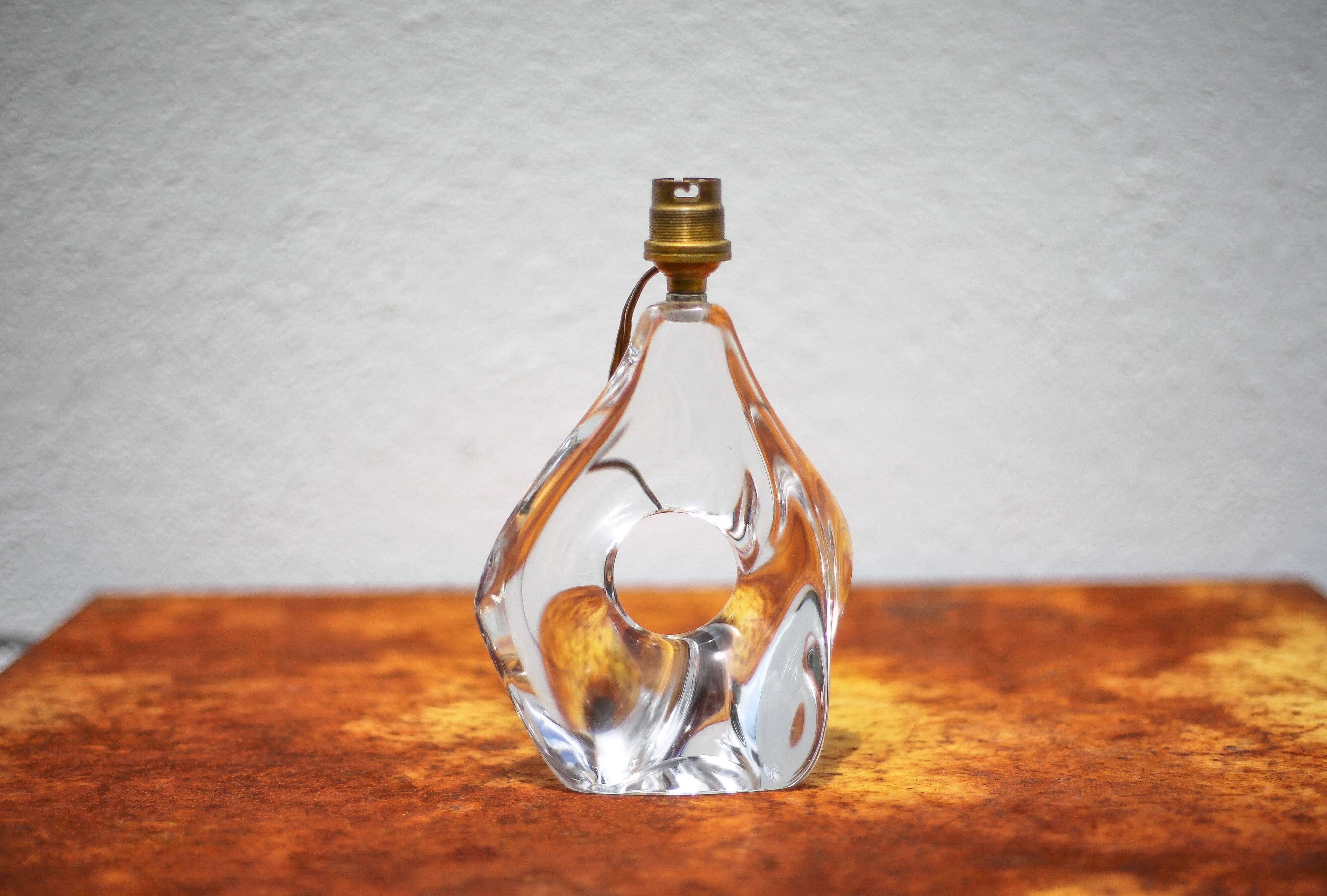 Daum France crystal lamp, vintage lamp, sculptural lamp