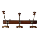Old wooden and metal wall-mounted coat rack.
