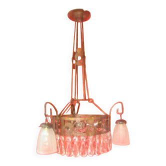 Chandelier in wrought iron from the "art deco" period (1925)