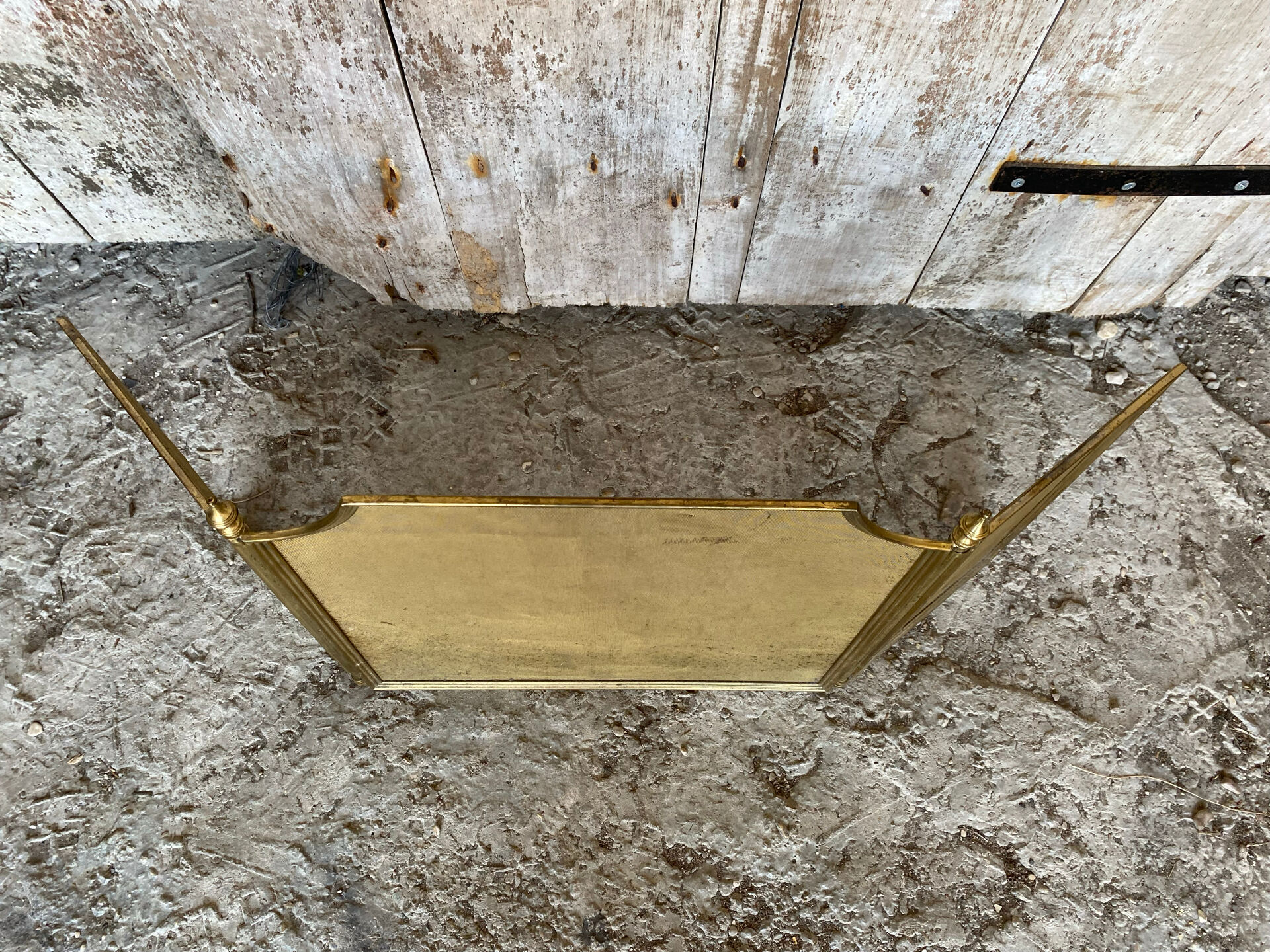 Fire Screen Grate Fireplace 3 Panels Brass 1970s Vintage