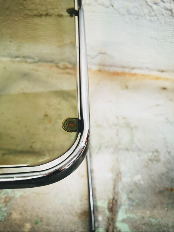 Sellette chrome smoked glass
