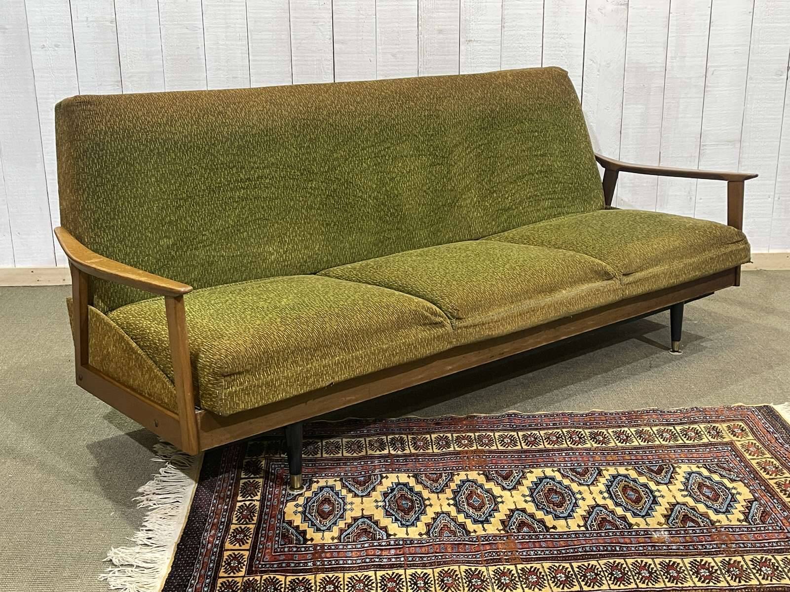 1970s English beech sofa bed