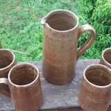 Pitcher and tumblers, pyrite stoneware, France, 1970