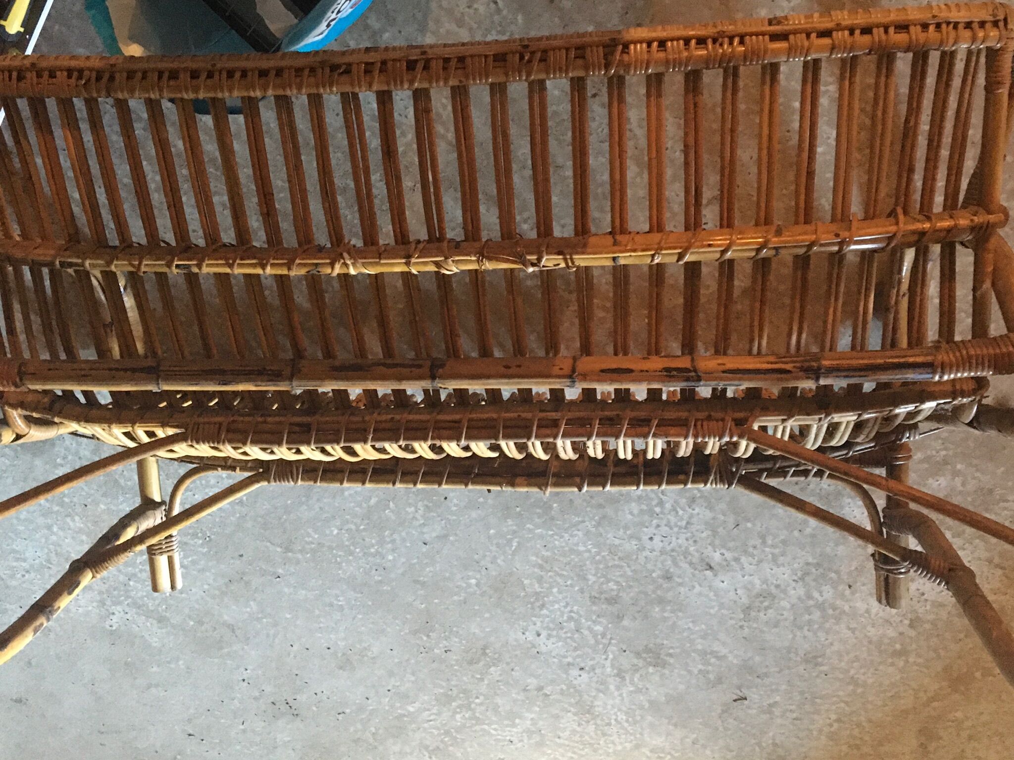 Vintage rattan bench