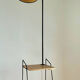 Magazine table with vintage floor lamp, antique side furniture, l