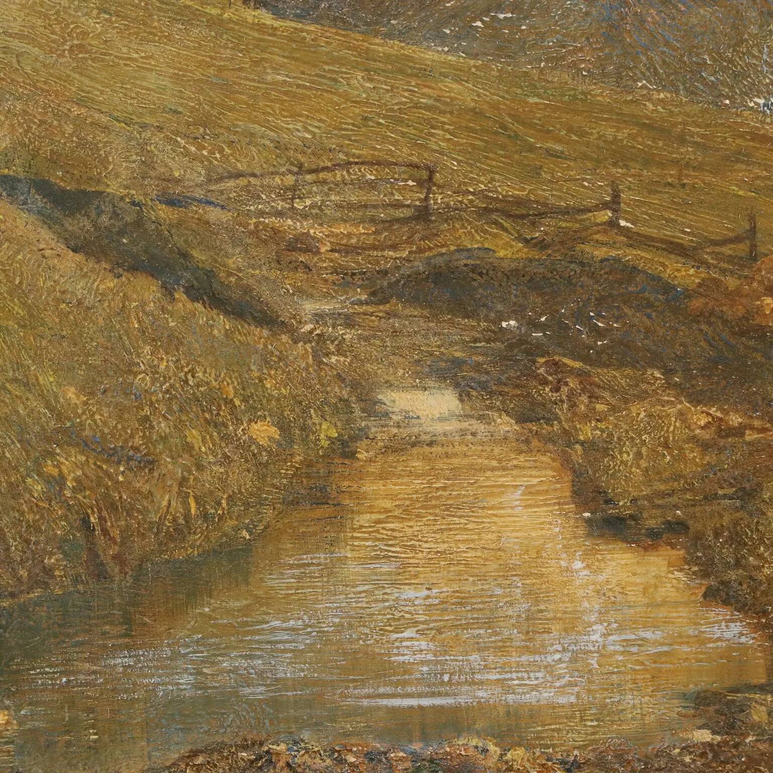 Modern painting signed G. Federici, mountain landscape, oil on canvas.