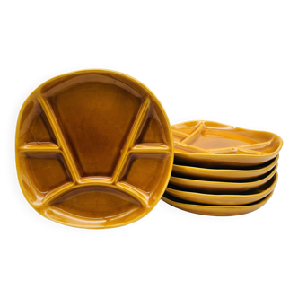 6 Bourguignonne fondue plates stamped “Longchamp”