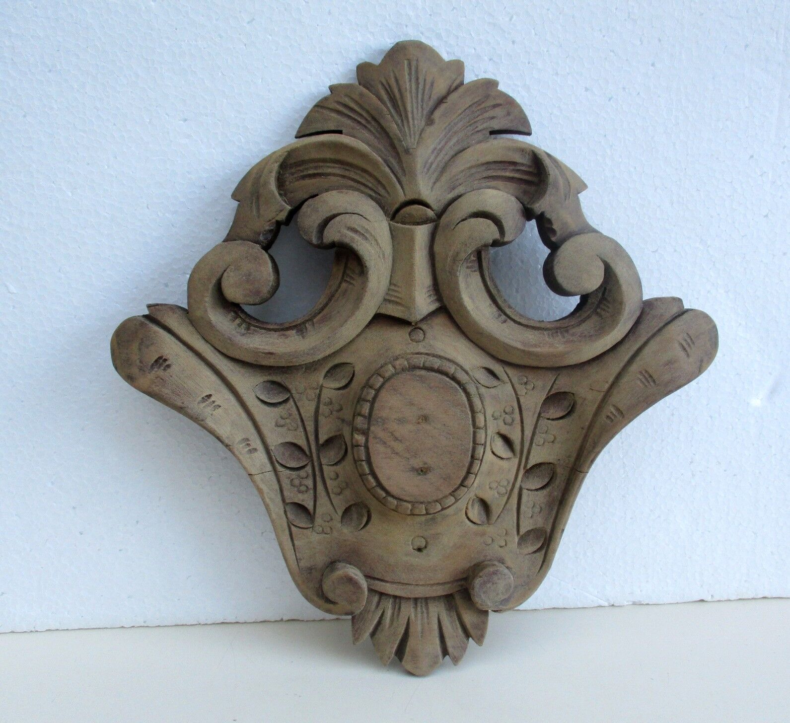 Carved wood pediment - cherry tree