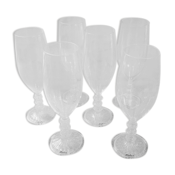 6 flutes à champagne en verre soufflé