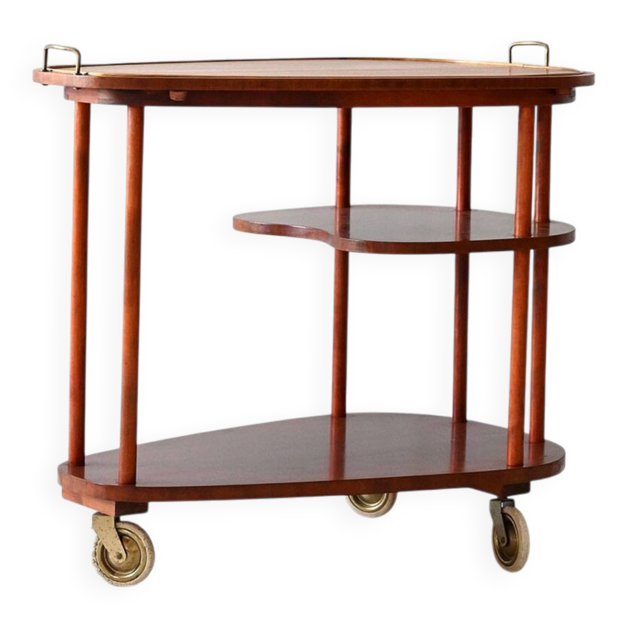 Scandinavian vintage mahogany trolley, 1940s