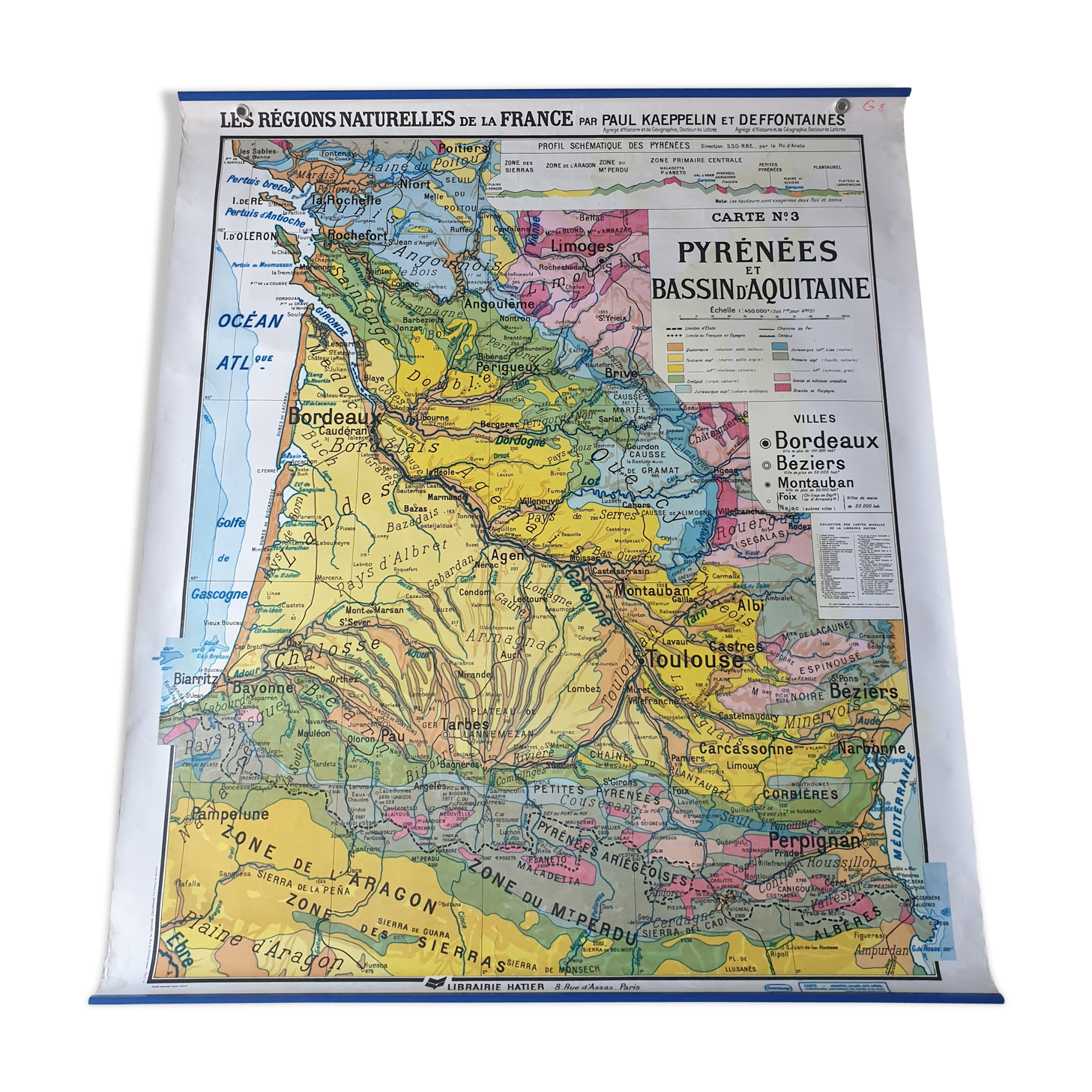Map by Paul Kaeppelin on the Pyrenees and the Aquitaine basin