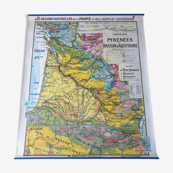 Carte par Paul Kaeppelin sur les Pyrénées et le Bassin d'Aquitaine