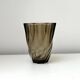 Small translucent dark brown twisted glass vase