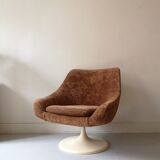 Tulip armchair in terracotta velvet, design 1970