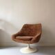 Tulip armchair in terracotta velvet, design 1970