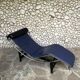 Cassina LC4 chaise longue by Le Corbusier, Pierre Jeanneret & Charlotte Perriand in blue leather.
