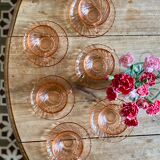 Set of 6 cups and vintage saucer in rosaline from Arcoroc