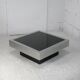 Coffee table in steel and black glass. France, circa 1970