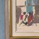 Mid-Century Modern Swedish "Seated Figures" Vintage Figurative Painting, Framed