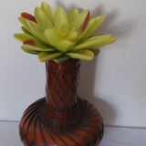Vase Wicker braided style mahogany Scandinavian