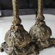 Pair of Antique Flambeaux Candlesticks/Baroque Style, Rocaille. In gilded bronze. 19th century