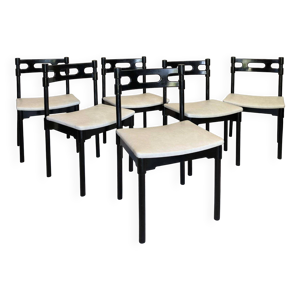 6 chaises en bois laqué