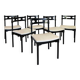 6 black lacquered wooden chairs