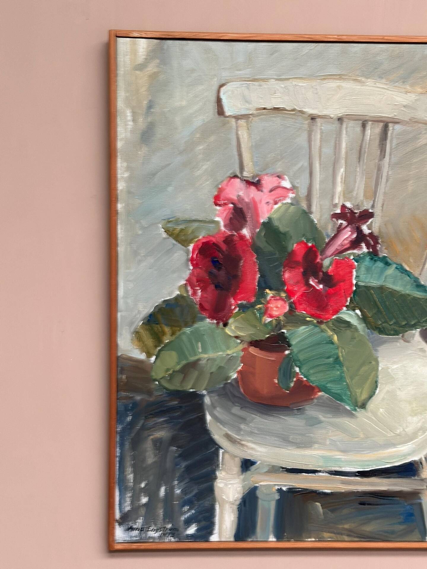 Huile sur toile originale suédoise – “Gloxinée” par Aina Engström