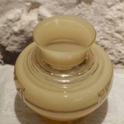 Yellow glass vase with Art Deco decoration signed D'Argyl circa 1930
