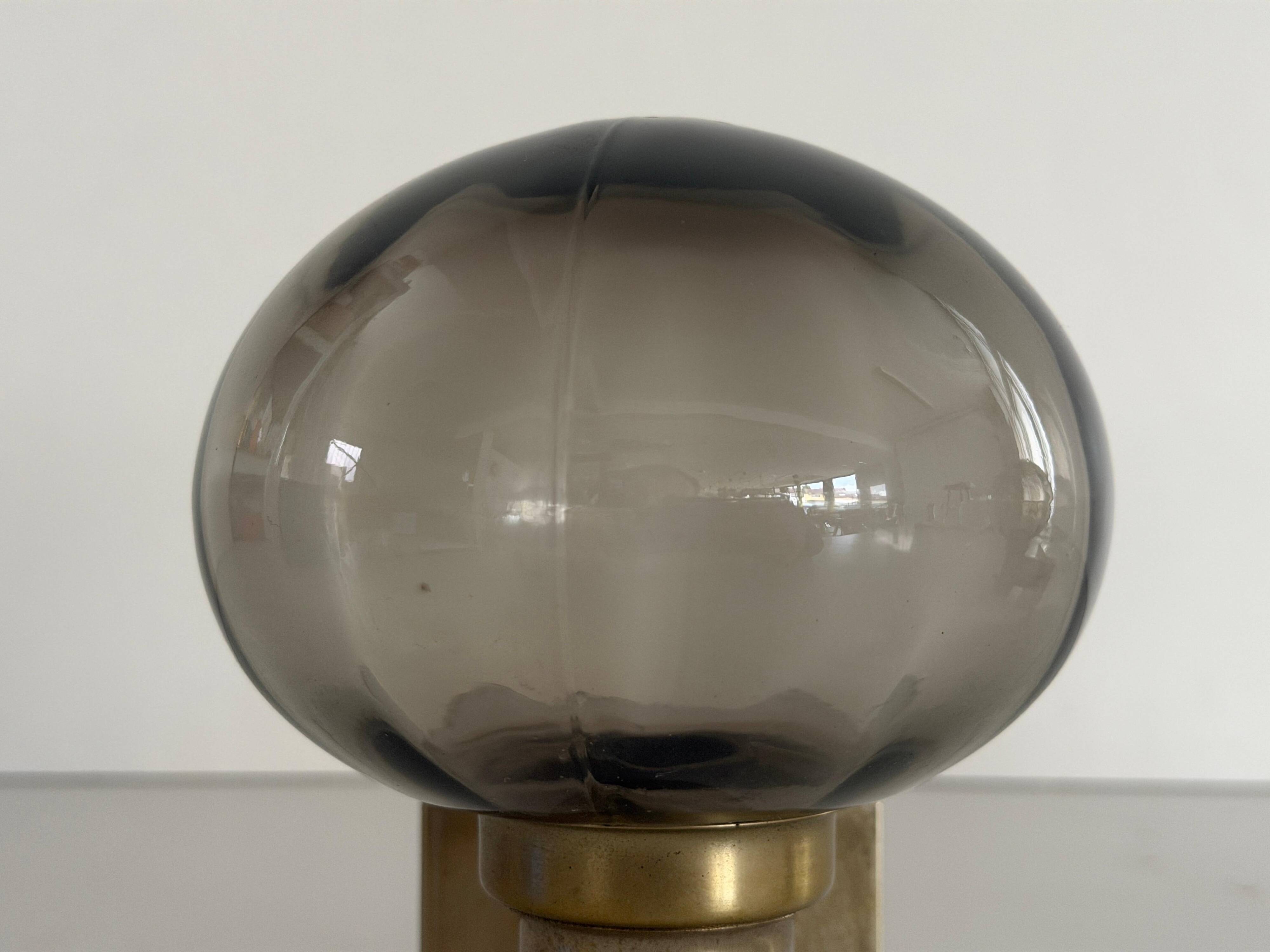 Pair of grey glass and chrome wall lights from the mid-century by N Leuchten, 1960s, Germany.