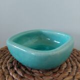 Art deco bowl signed Keramos in turquoise cracked ceramic