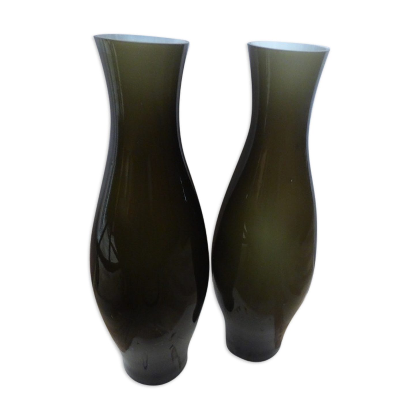 Pair of vases made of new taupe glass