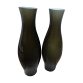 Pair of vases made of new taupe glass