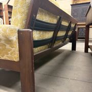 Vintage wooden sofa / armchair with yellow accent