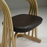 Set of 4 rattan dining chairs, 1980s Italy.